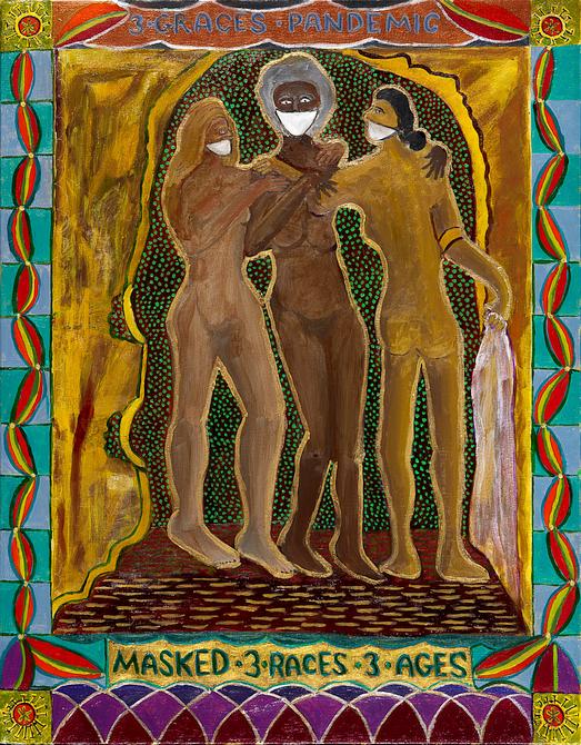Three Graces Pandemic, painted by Henry Sultan; click to enlarge.