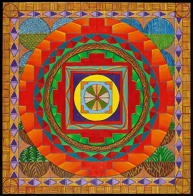 Buddha Grid Mandala, painted by Henry Sultan. Click to enlarge.