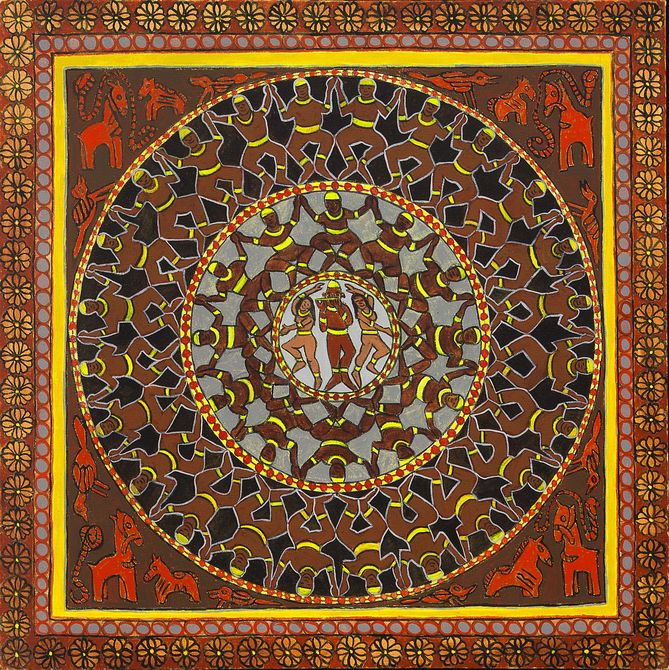 Mandala of Bishnupur, India; painted by Henry Sultan; click to enlarge.