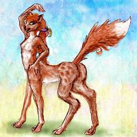 A foxtaur, native to Pacifica and Filipinia on Abyssia, an alternate Earth whose relief has been inverted. Click to enlarge.
