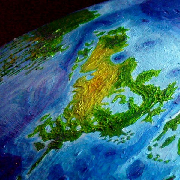 Orbital photo of Tristania (a small continent located near our Tristan de Cunha Island) on Abyssia, an alternate Earth whose relief has been inverted: heights are depths and vice versa.