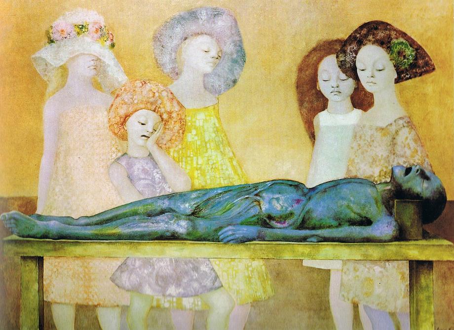 'Lecon d'anatomie' painted 1966 by Leonor Fini. Click to enlarge.