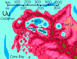 Map of the Uu Calderas on the southwestern Arch on Capsica, a hot planet.