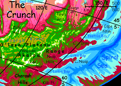 Map of eastern G'lasa Plateau on Capsica, a model of a hot world.