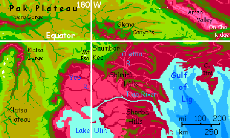 Map of junction where Metse Upland T-bones Pak Plateau in central Maisila; on Capsica, a hot world.