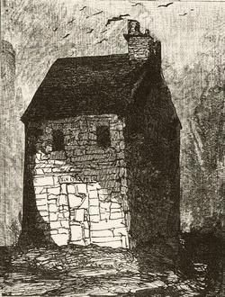 Ruined stone house, sketch by Victor Hugo. Click to enlarge.