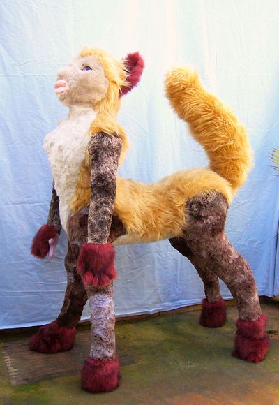 Vixtoria, a fox-taur, under construction. Dream sculpture by Wayan.