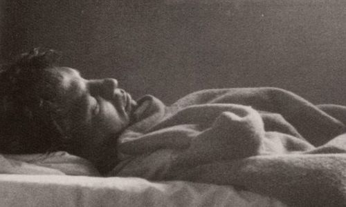 writer Jack Kerouac sleeping, 1958; by Robert Frank.