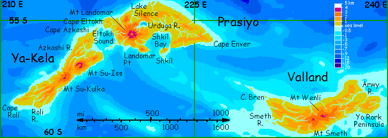 Map of the large archipelago south of Ak'hai'i on Lyr, a world-building experiment.