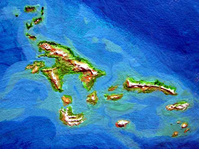 The western Averorn Archipelago, a near-polar group on Lyr, a model of a large sea-world. Click to enlarge.