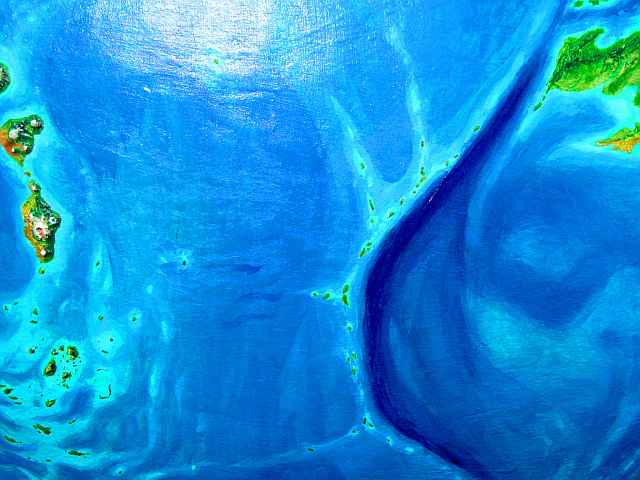 The Ayan Islands, a flyway between hemispheres on Lyr, a model of a huge sea-world. Click for close-up.