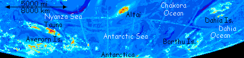 Map of the nearly landless South Seas of Lyr, a world-building experiment.