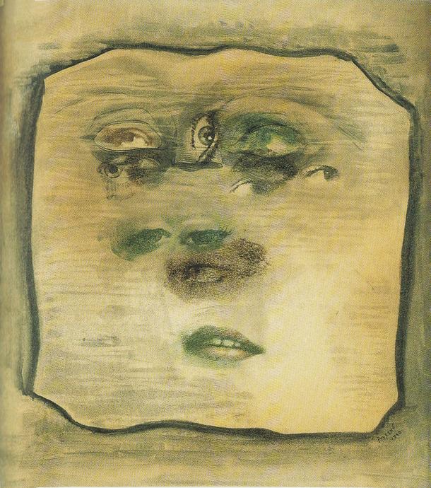 The Omnipresent Eye XVI, 1940, dream sketch by Jindrich Styrsky. Click to enlarge.
