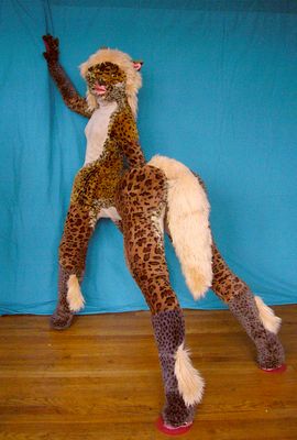 'Silky', a lifesize soft-sculpture of a cat-taur, by Wayan.