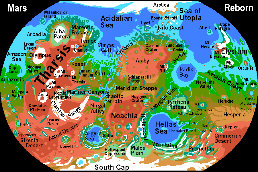 Map of Mars. Click a feature to go there.