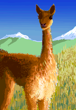 Sentient llama on the southeast Tyrrhena Plateau on a terraformed Mars.