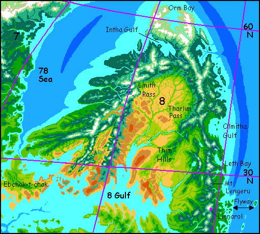 Map of northern Continent 8 on Pegasia, an Earthlike moon.