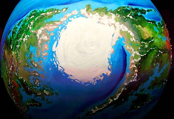 Orbital photo of the south polar landbridge on Pegasia, an Earthlike moon. Continent 3 on left, Continent 9 on right.