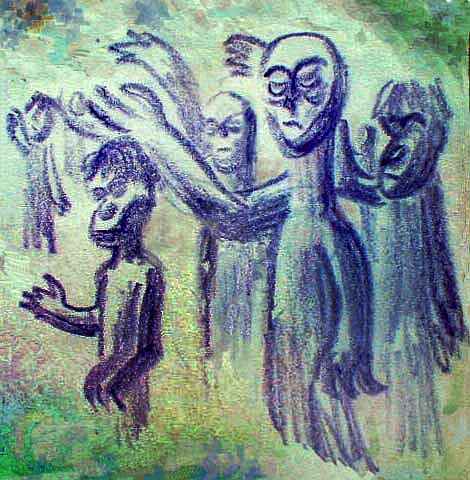  a quiet crowd of melancholy purple ghosts