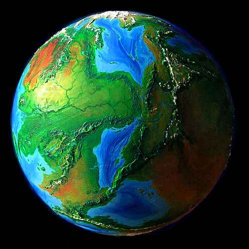 Orbital photo of Serrana, a world-building experiment; the Lesser Seas. Click to enlarge.