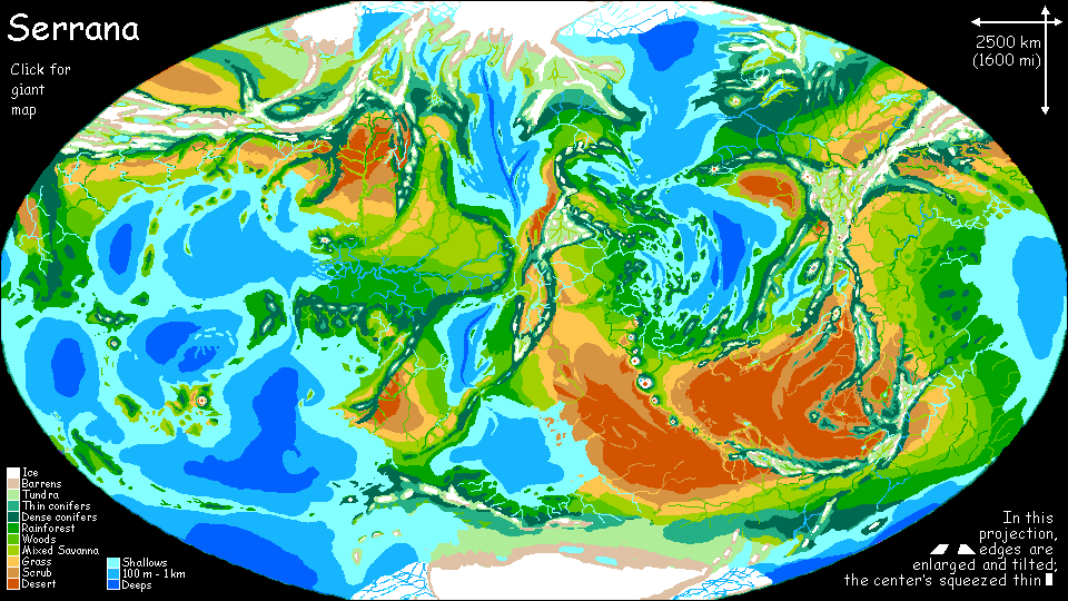 Map of Serrana, a world-building experiment.