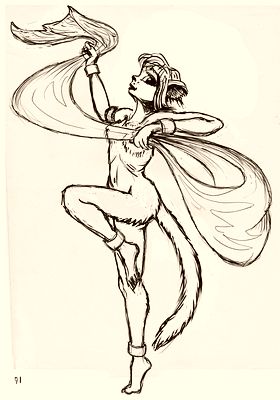 Member of our animal dance troupe. Dream sketch by Wayan. Click to enlarge.