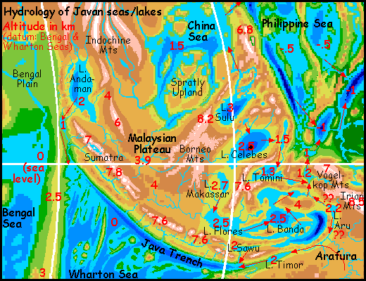 Map of the Javan Seas on Siphonia, a study of the Earth with 90% of its water drained away.