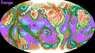 Distribution map of an intelligent species called flyotes, native to Tharn, a dry thin-aired world