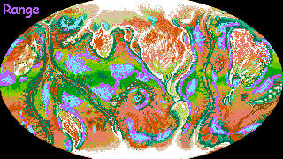 Distribution map of an intelligent species called thotters, native to Tharn, a dry thin-aired world