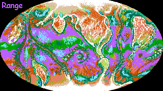 Distribution map of an intelligent species called veltaurs, native to Tharn, a dry thin-aired world