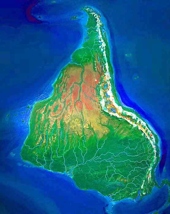 Orbital photo of Turnovia, an upside-down alternate Earth; Andea, the geological equivalent of South America