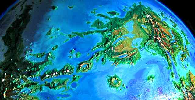 Orbital photo of Beta, Asteria and Hecate Chasma, on Venus after terraforming. Click to enlarge.