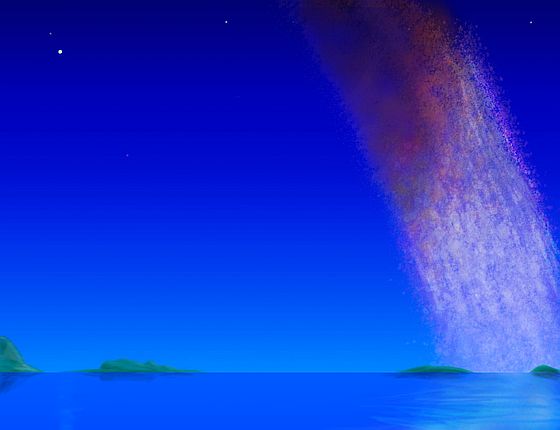 Venus's shadow creates ring-stumps at Yule (midnight), on terraformed Venus.