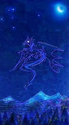 sketch of a dragon by starlight.